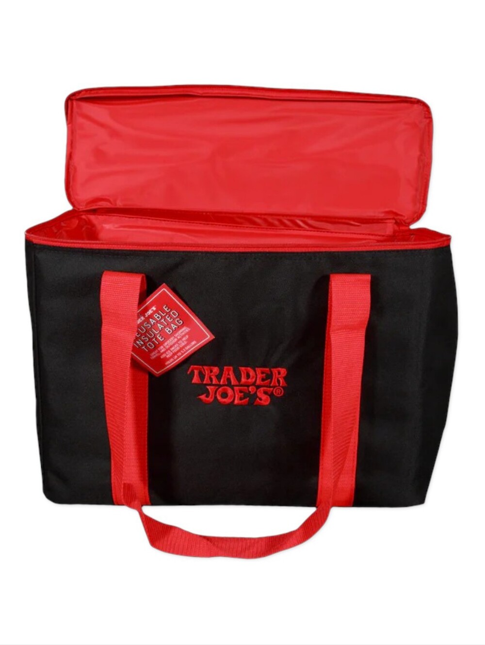 Trader Joe's Red & Black Insulated Tote Bag